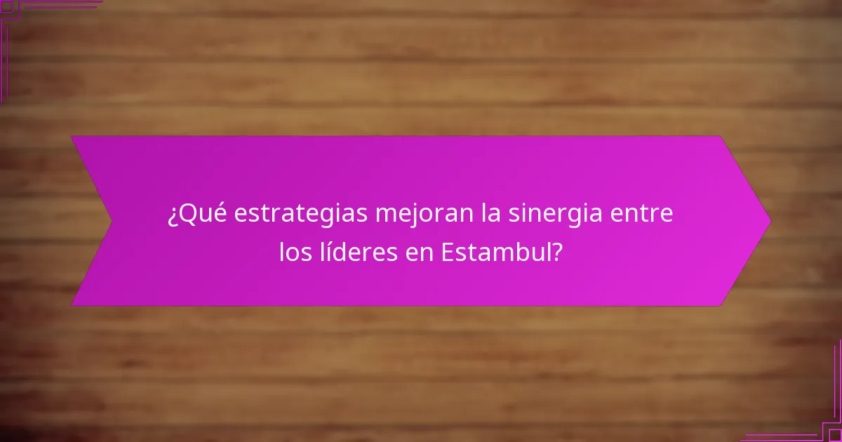 ¿Qué estrategias mejoran la sinergia entre los líderes en Estambul?